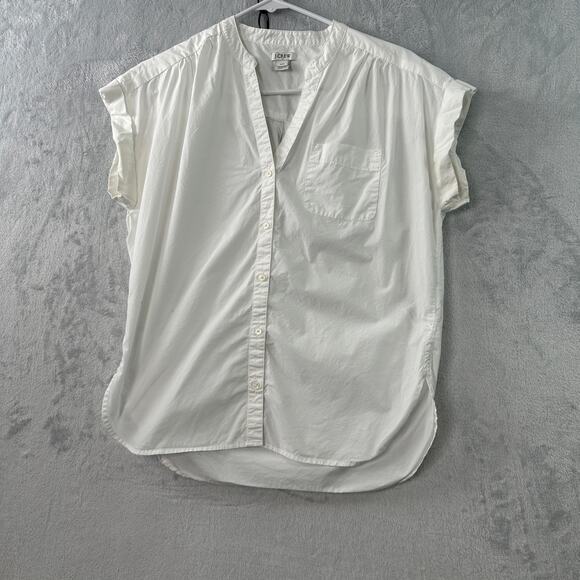 J. Crew White Cotton Poplin Camp Shirt – Short Sleeve – Size XXS - Picture 1 of 5